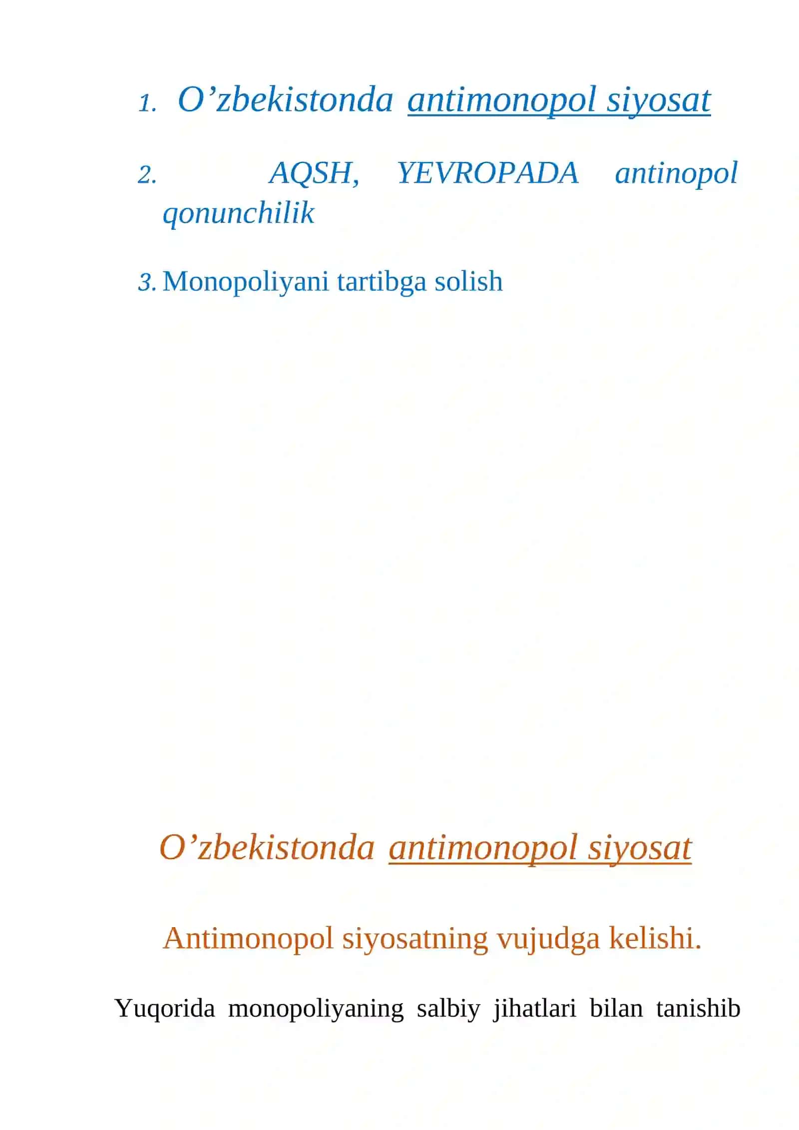 Antimonopol siyosatning vujudga kelishi 2