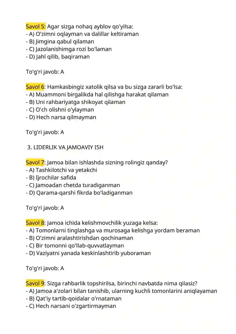 Ichki ishlarga kiruvchilar uchun psixologik testlat bazasi 2025-2026 yangi 2