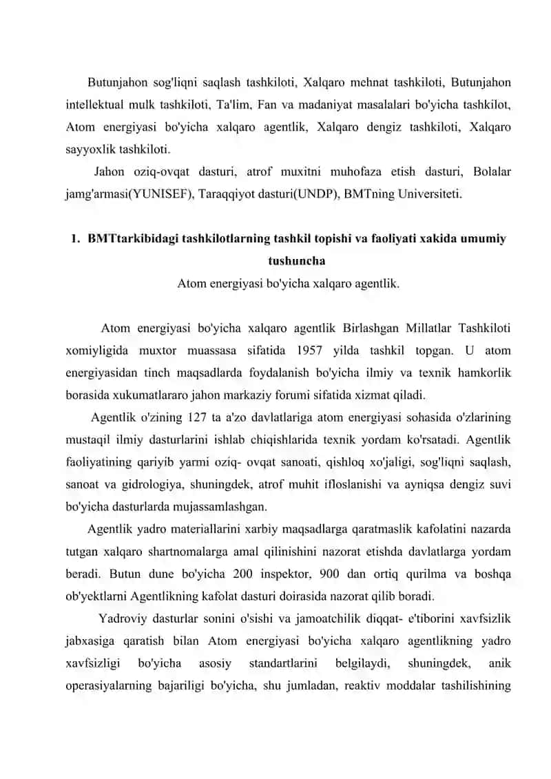 O'zbekistonning BMT muassasalari va dasturlari bilan xamkorligi 2