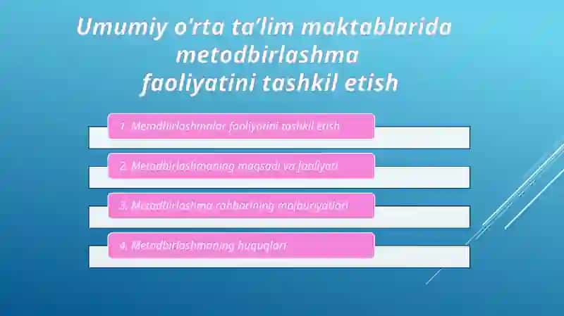 Metodbirlashmalar faoliyatini tashkilotish 2