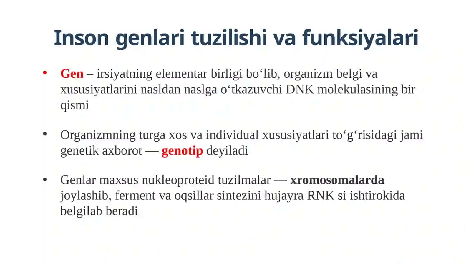 GEN KASALLIKLARI. MUKOVITSIDOZ. TUG’MA GIPOTIREOZ. MARFAN SINDROMI. GEN KASALLIKLARINI DAVOLASH 2