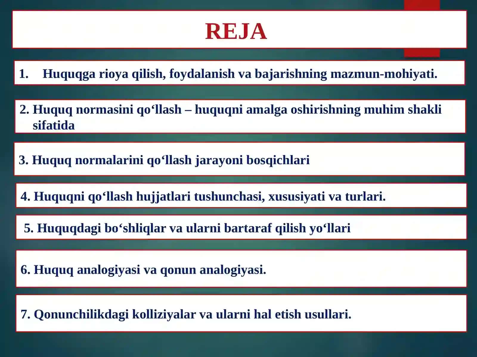 Huquqni amalga oshirish 2