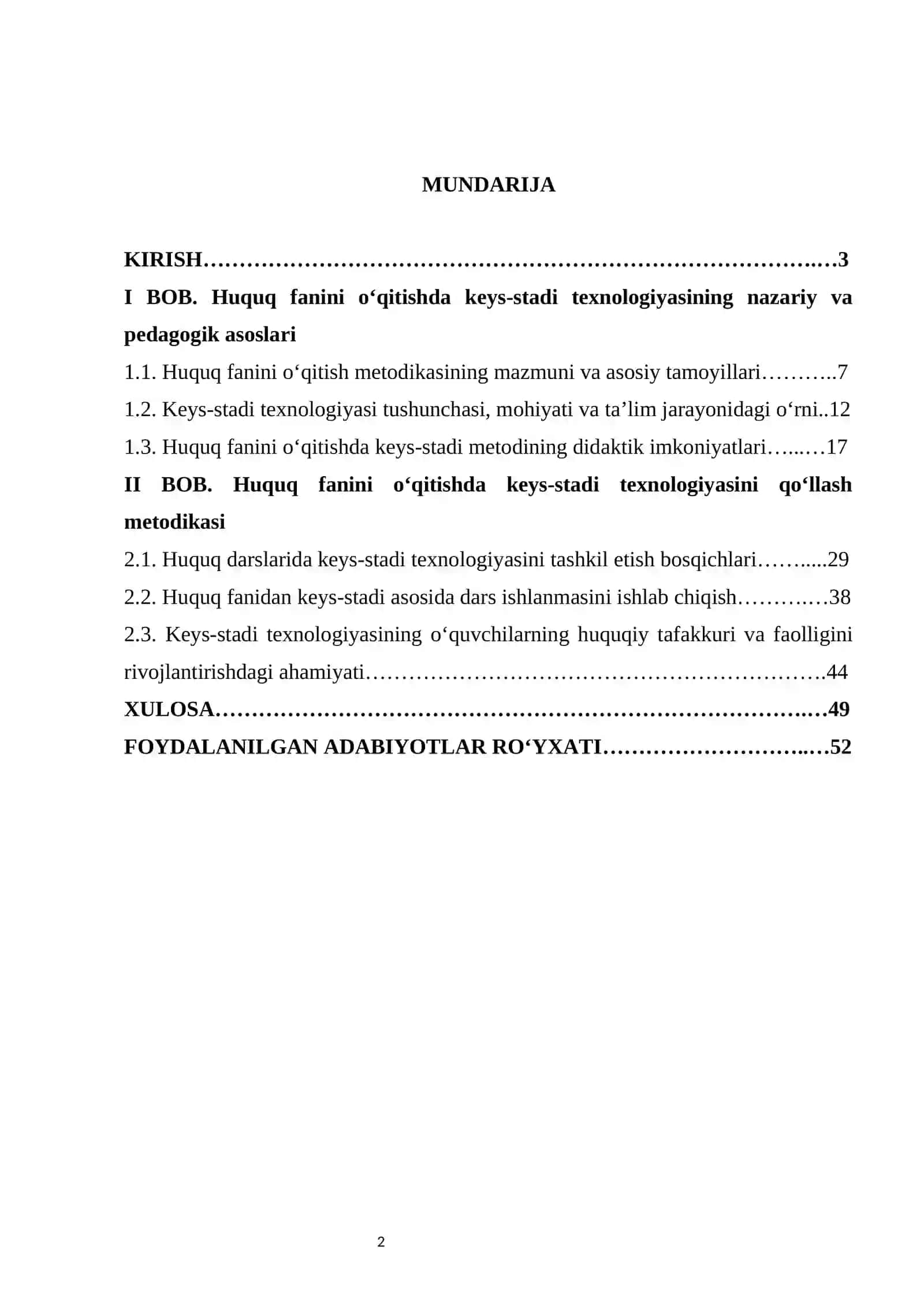 Huquq fanida keys-stadi texnologiyasidan foydalanish kurs ishi 2