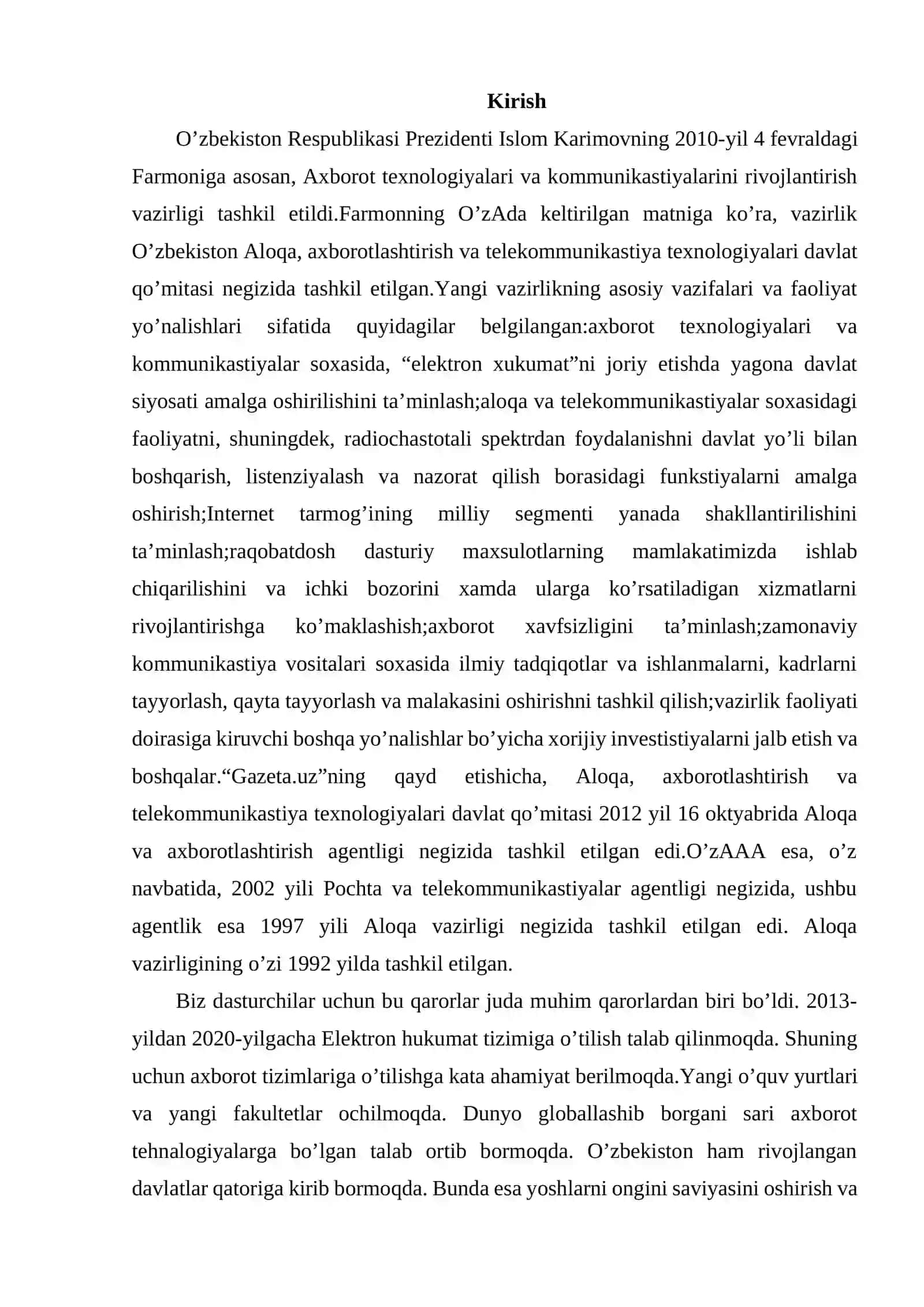 Televideniya ma’lumotlar bazasini loyihalashtirish mavzusida KURS ISHI 2