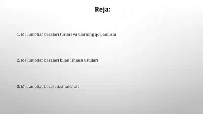 Malumotlar bazasi va ular bilan ishlash 2