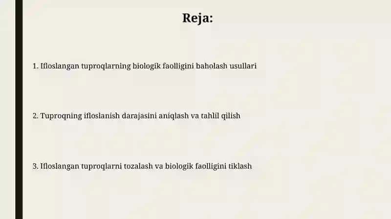 Ifloslangan tuproqlarning biologik faolligini oʻrganish va tahlil qilish 2