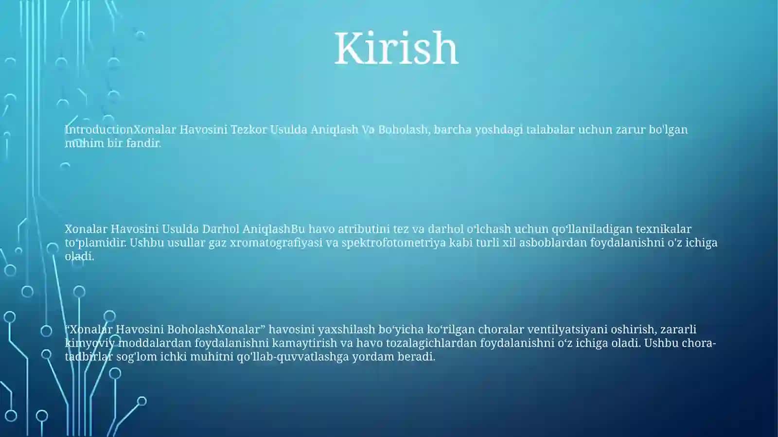 Xonalar Havosini Tezkor Usulda AniqlashVaBoholash 2
