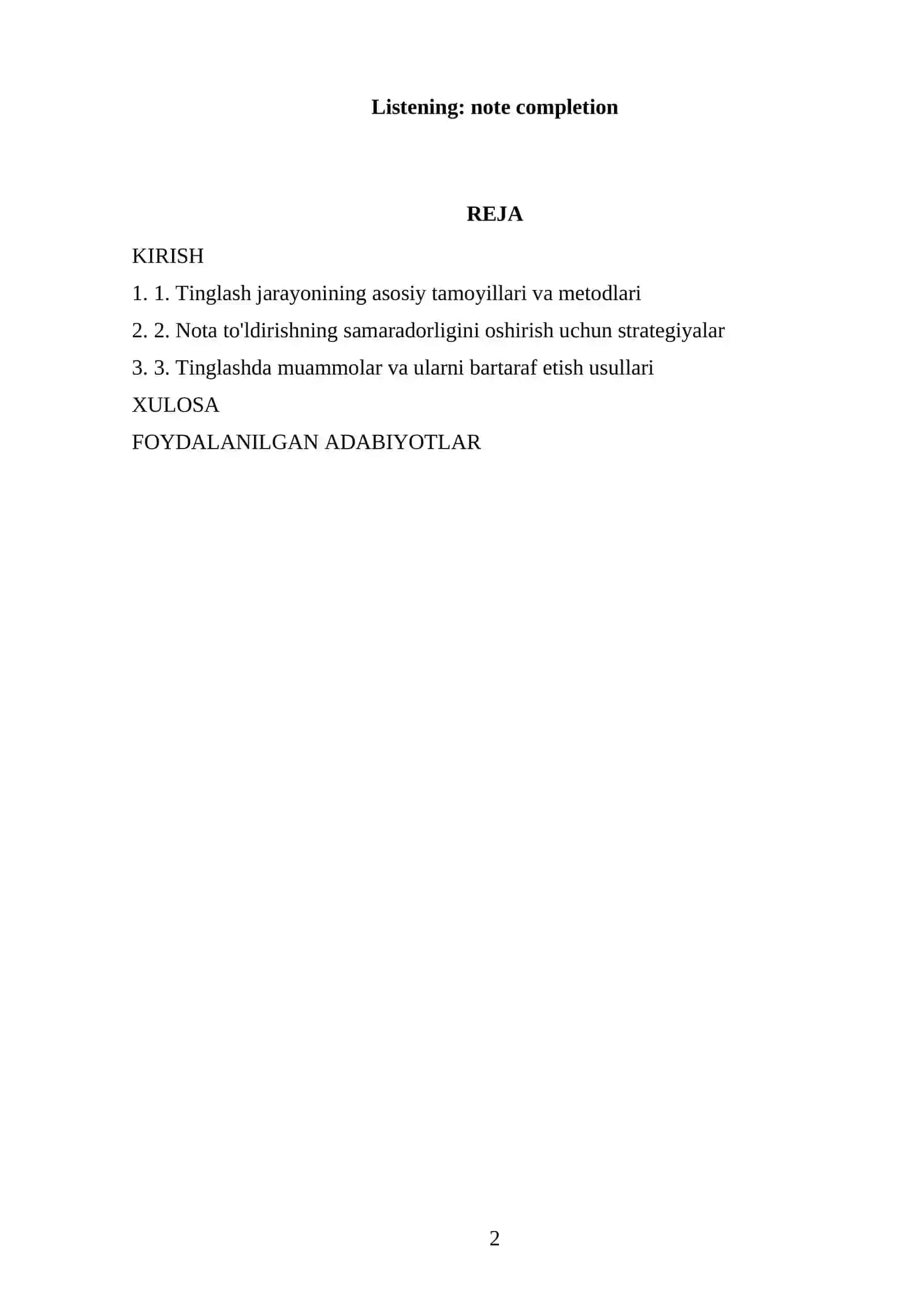 Listening: note completion 2