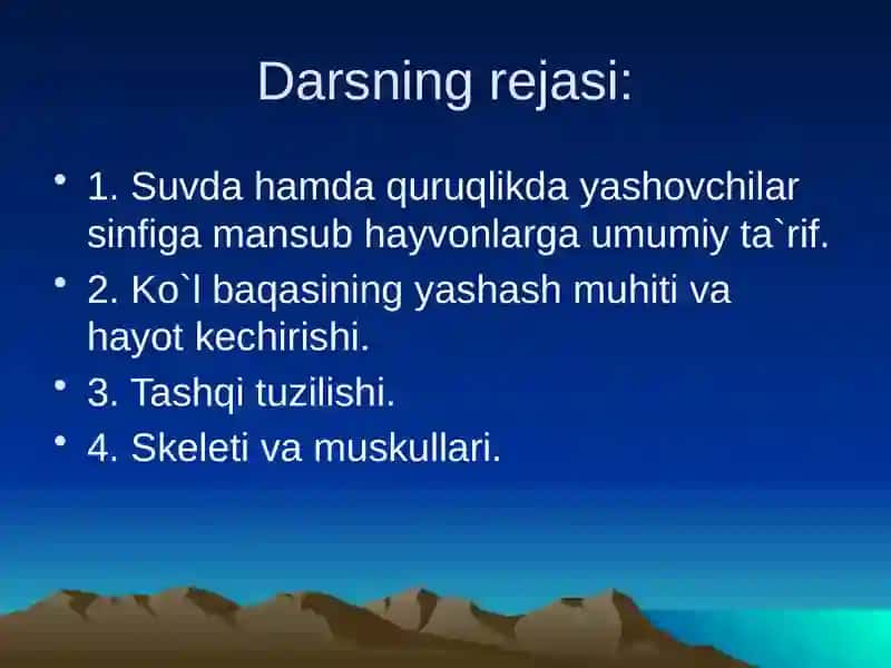 Suvda hamda quruqlikda yashovchilar sinfi 2