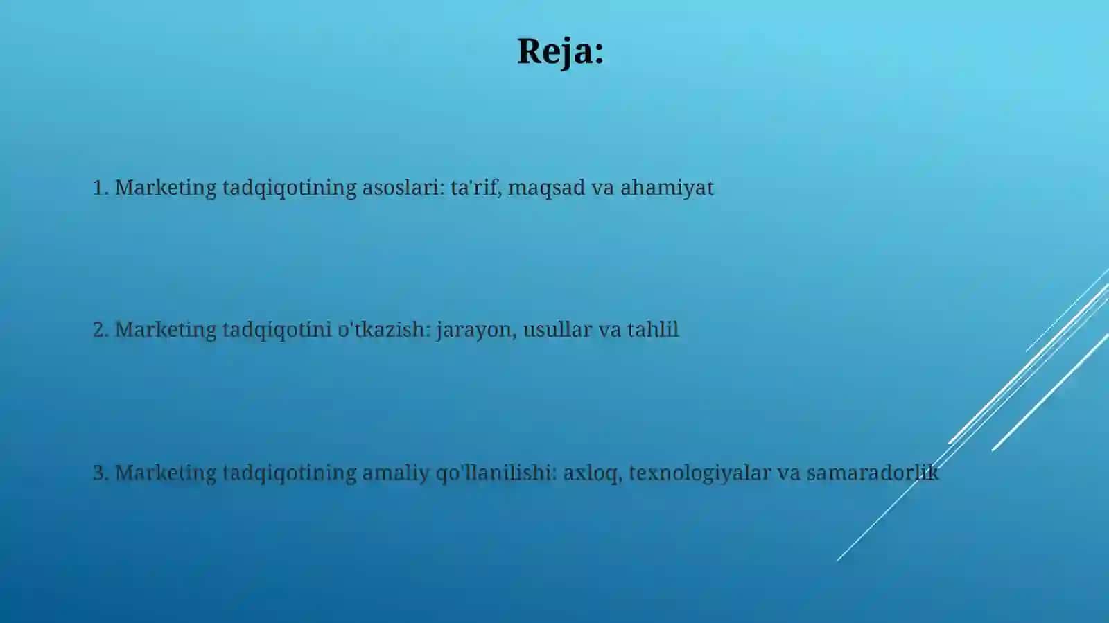Marketing tadqiqotlari fanining asosiy tushunchalari va mohiyati 2