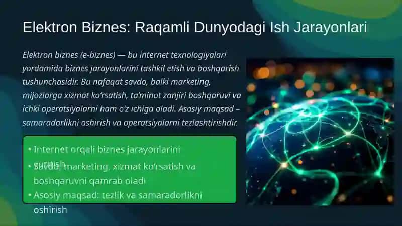 Elektron Biznes va Mobil-Tijorat: Kelajak Texnologiyalari 2