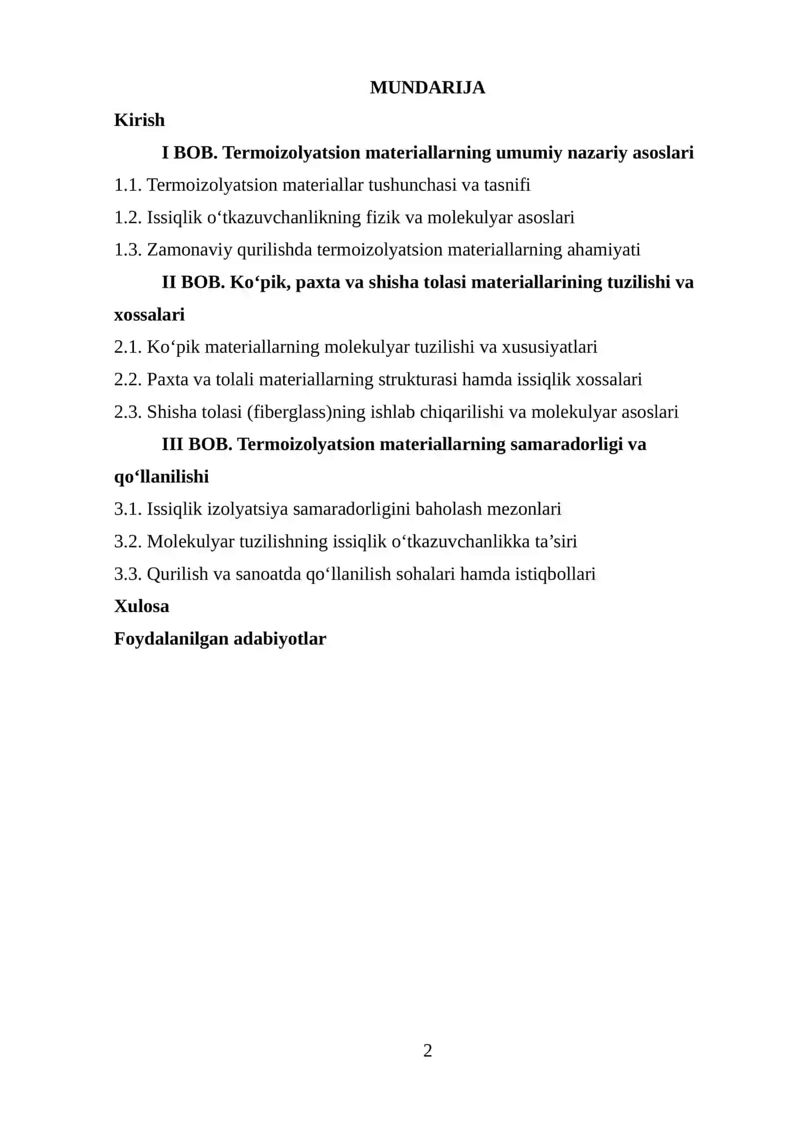 Termoizolyatsion materiallarning umumiy nazariy asoslari 2