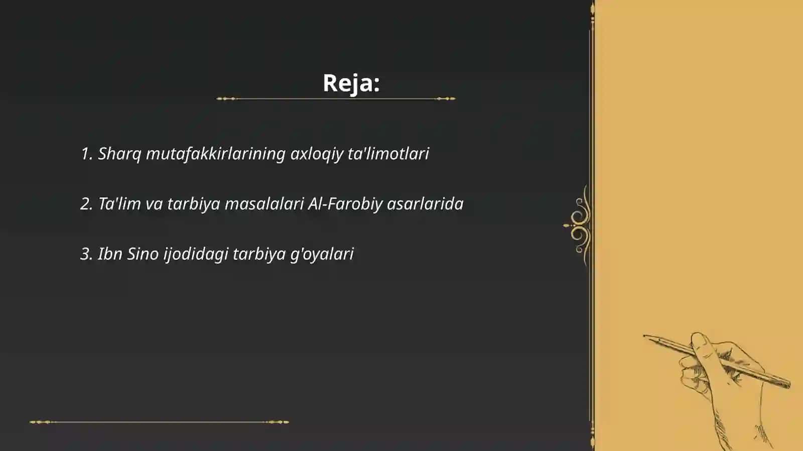 Sharq mutafakkirlari asarlarida berilgan tarbiya masalasi 2