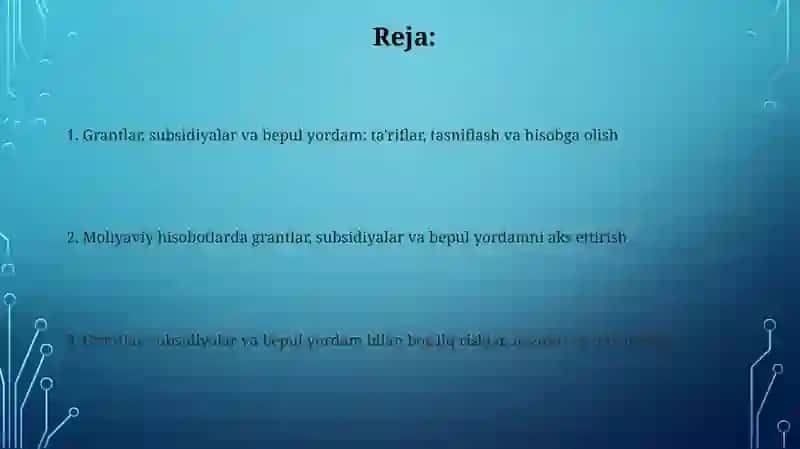 Grantlar, Subsidiyalar, Beminnat yordamlar va Ularini Hisobga Olish 2