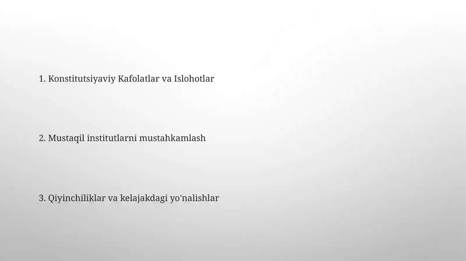 Yangi Oʻzbekiston dа Inson huquqlari va erkinliklari kafolatining yaratilishi 2