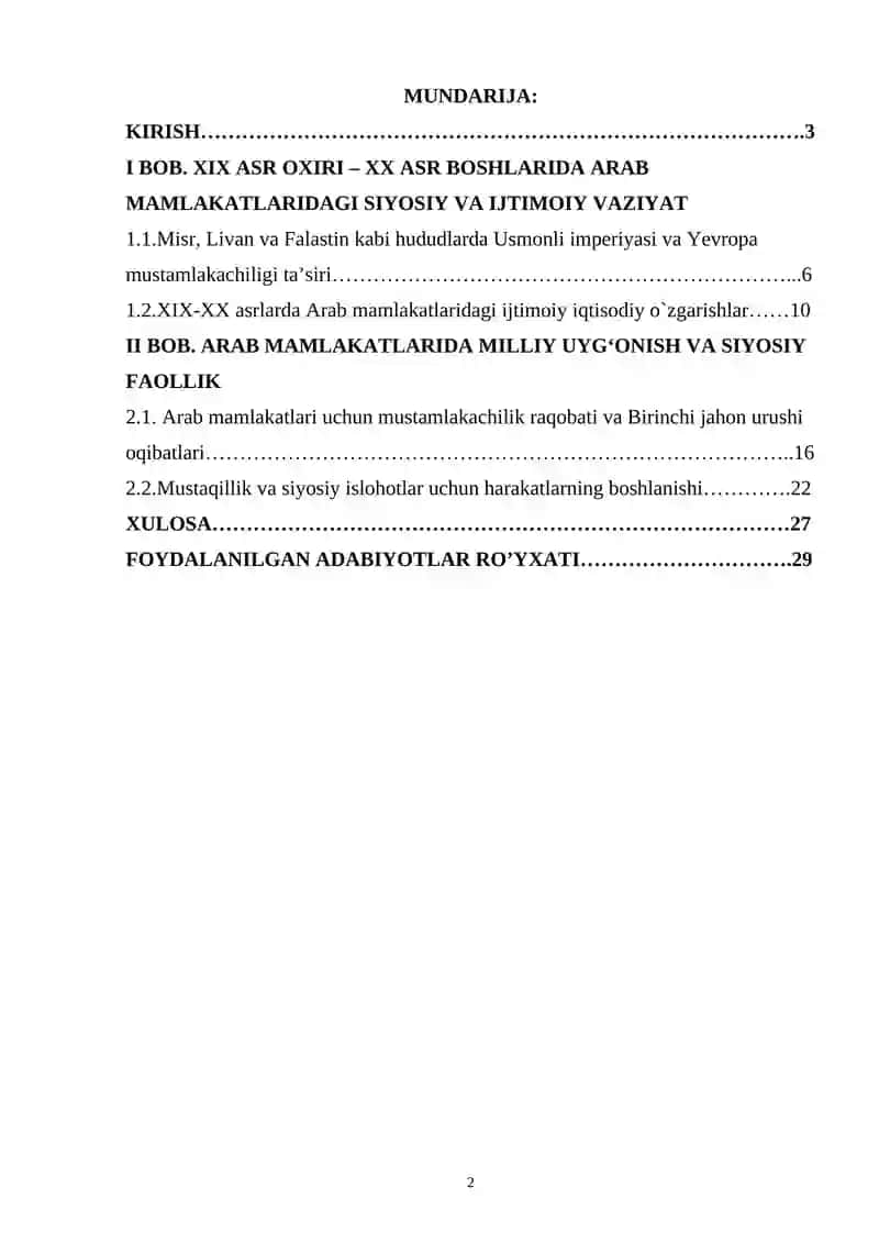 ARAB MAMLAKATLARIDA SIYOSIY VA IJTIMOIY VAZIYAT 2