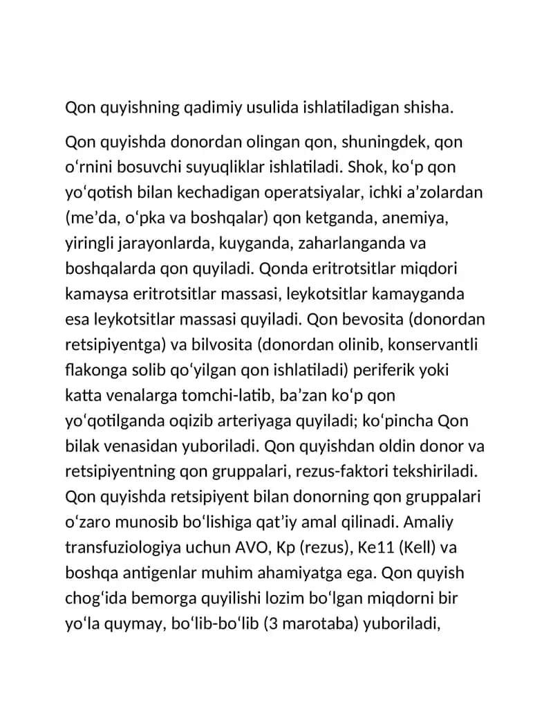Qon quyish (gemotransfuziya) 2