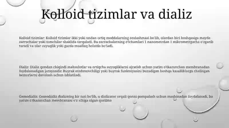 Kolloid Sistemalarni Dializ YoʻLi Bilan Tozalash 2