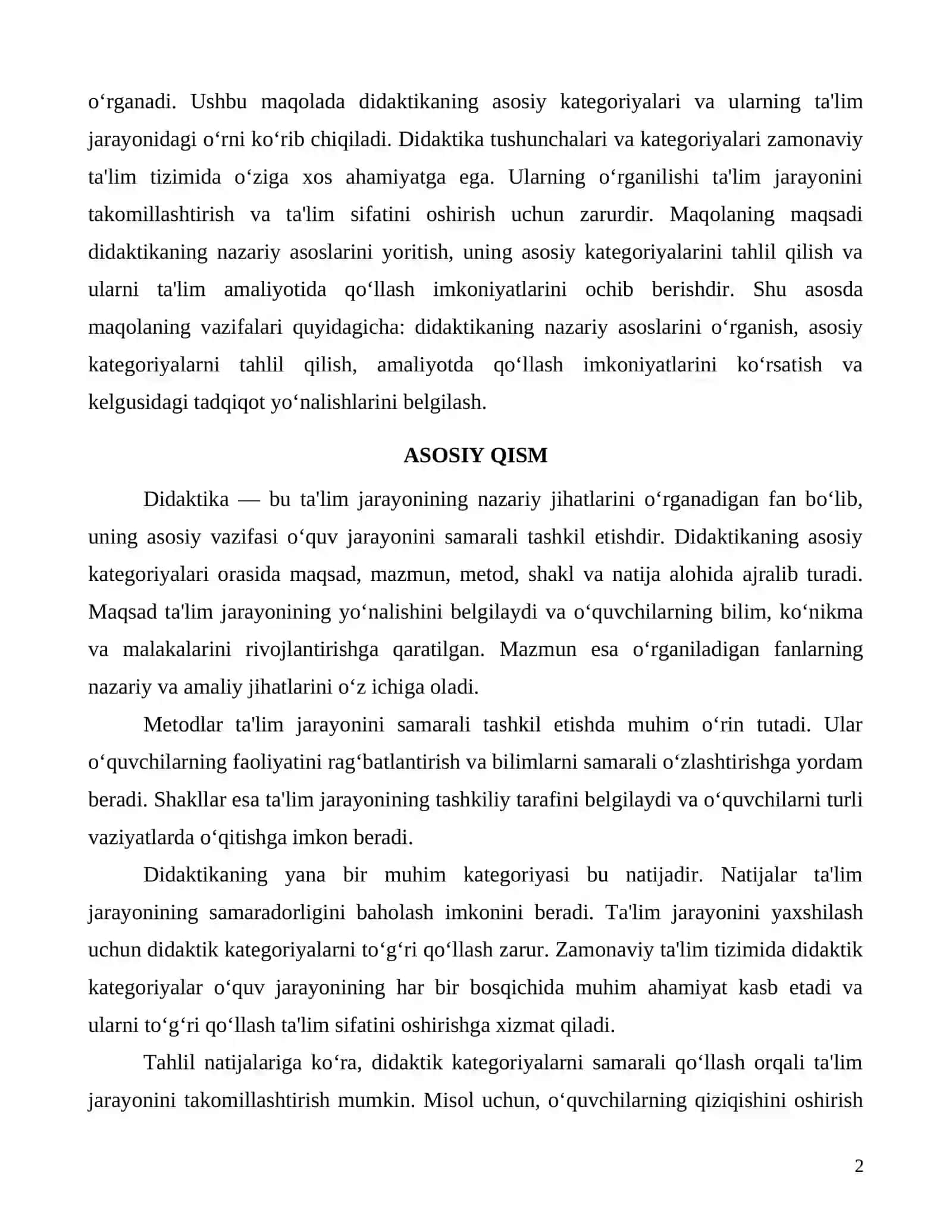 Didaktika va uning asosiy kategoriyalari: Ta'limni yaxshilash yo'llari 2