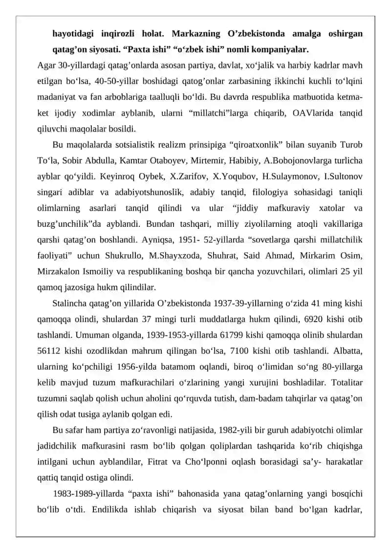 MUSTAQILLIKKA ERISHISH ARAFASIDA O’ZBEKISTONDAGI IJTIMOIY-SIYOSIY JARAYONLAR 2