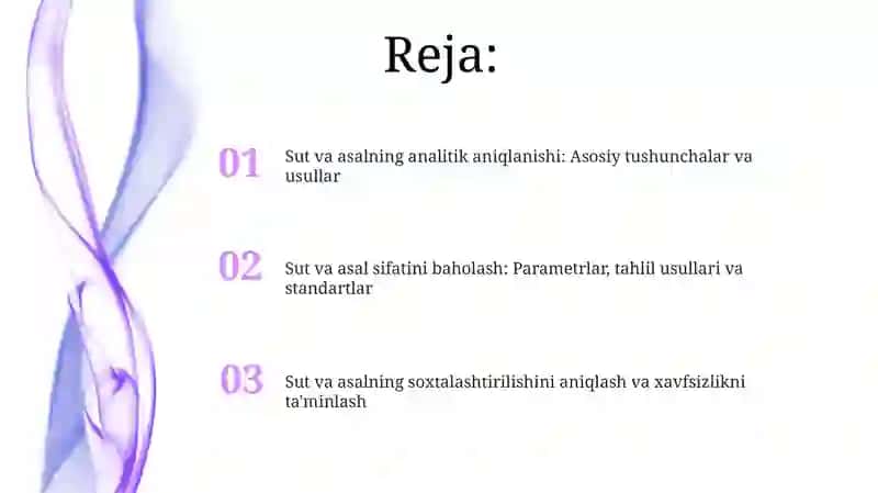 Sut va asalning analitik aniqlanishi 2