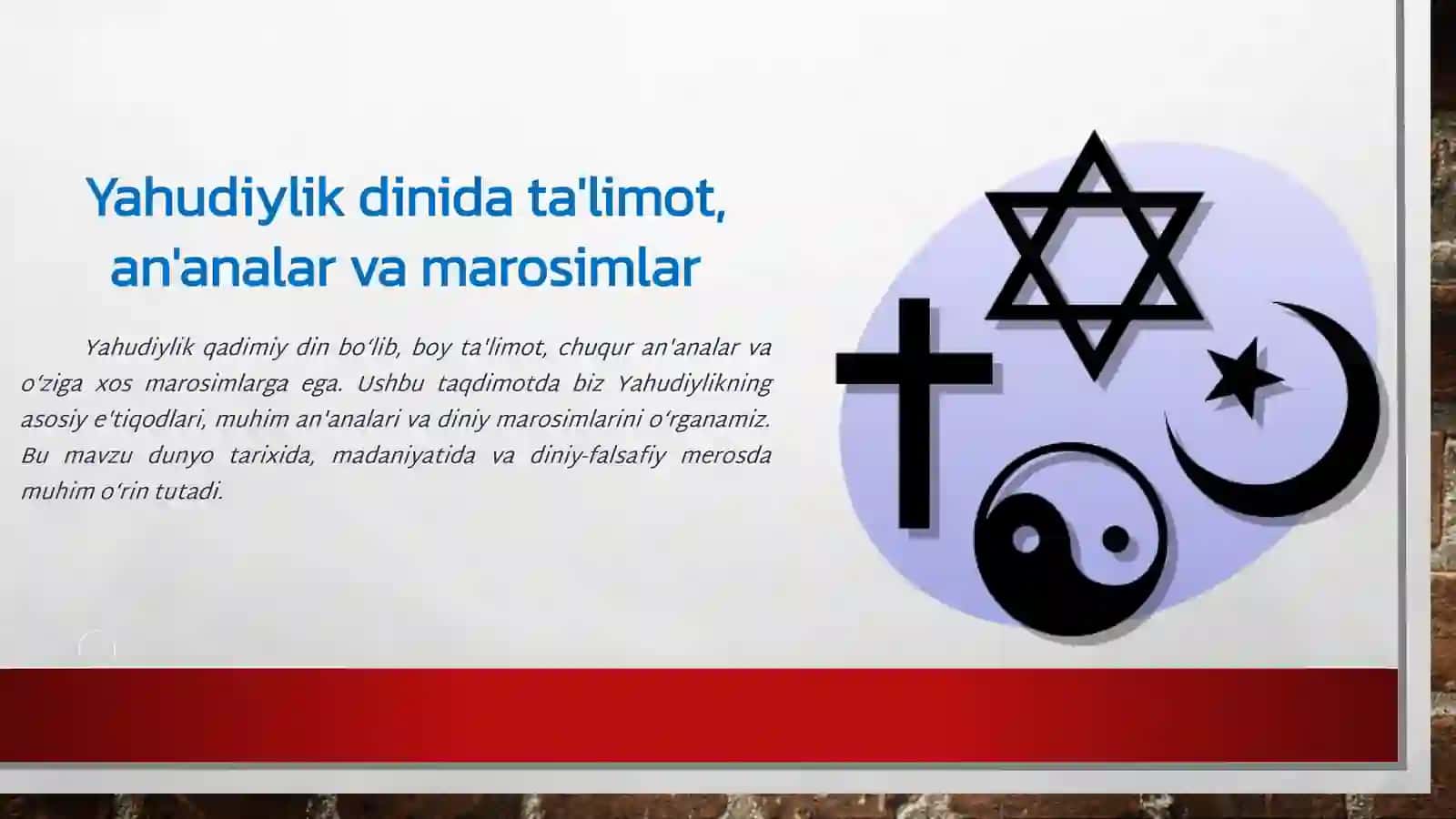 Yahudiylik dinida ta'limot, an'analar va marosimlar 2