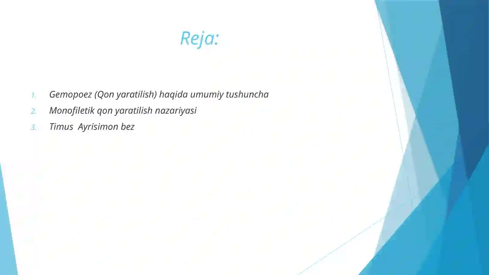 Qon yaratuvchi va immun a'zolari I 2