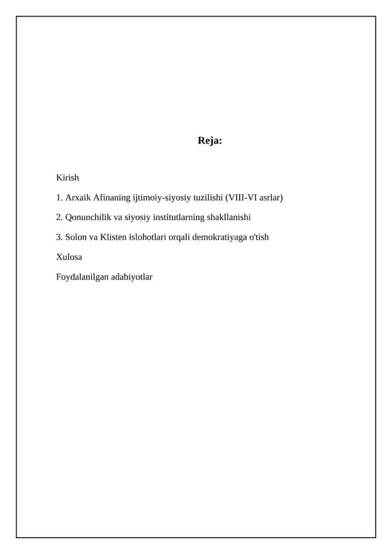 Arxaik Afinaning ijtimoiy-siyosiy tuzilishi (VIII-VI asrlar) 2