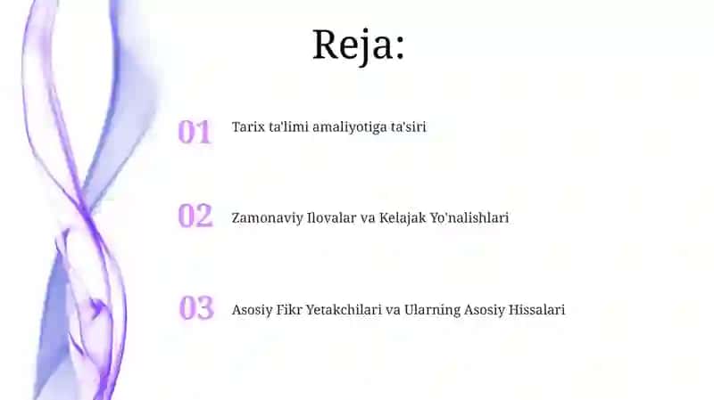 Tarix ta'limi amaliyotiga ta'siri 2