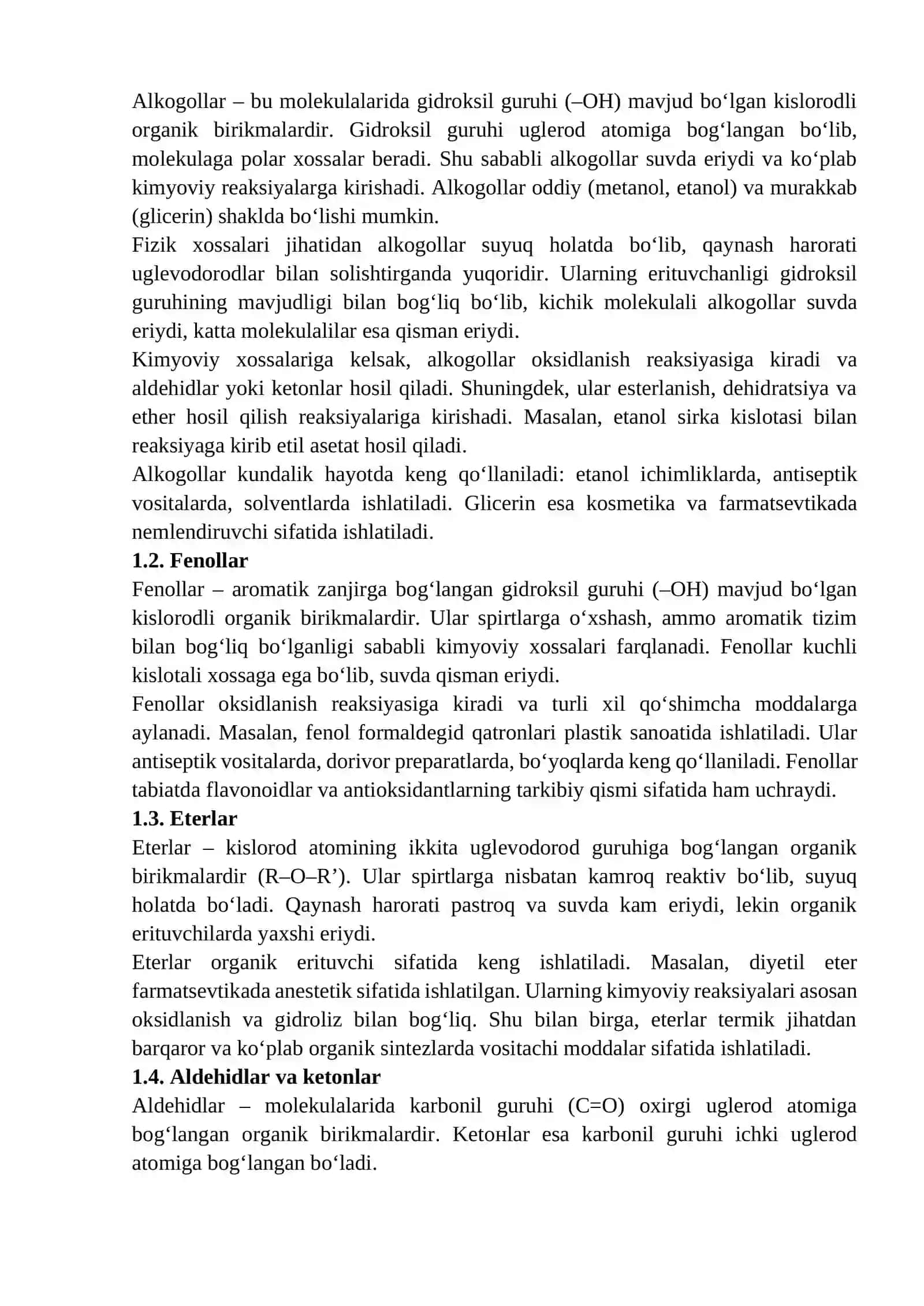 Kimyo – Kislorodning organik birikmalari 2