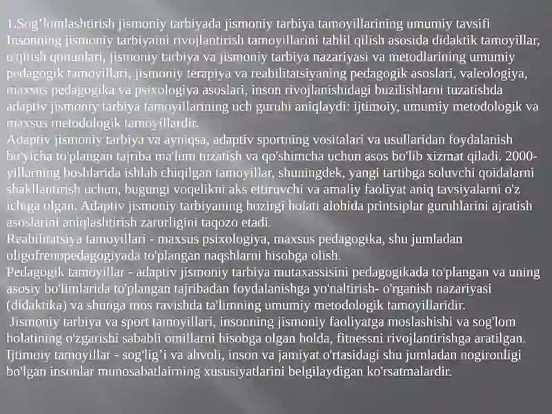 Adaptivjismoniytarbiya va sportda ishlashtamoyillari 2
