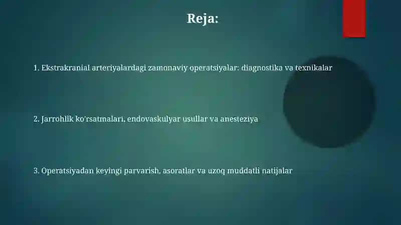 Ekstrakranial arteriyalardagi zamonaviy operatsiyalar 2