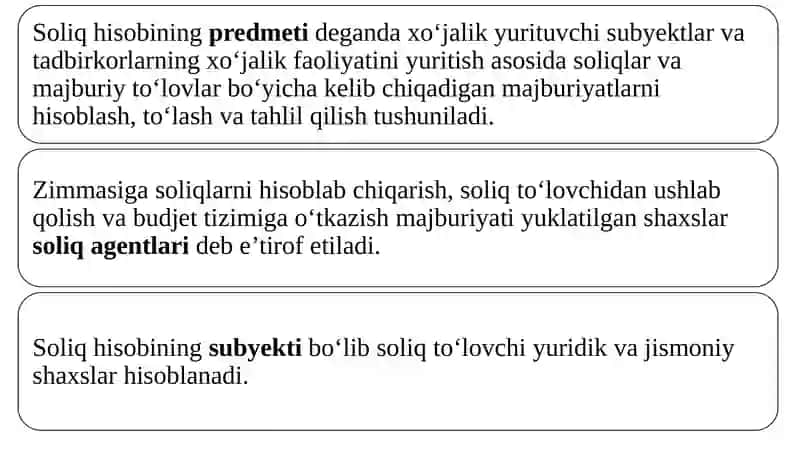 Soliq hisobining predmeti va obyekti 2