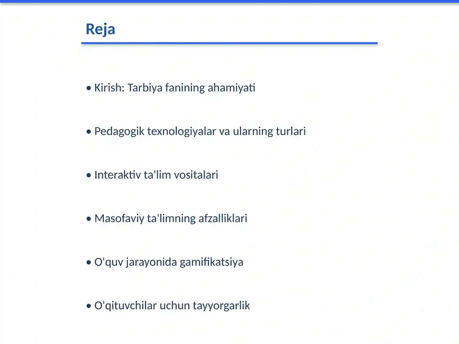 Tarbiya fanini oʻqitishda pedagogik texnologiyalardan foydalanish 2