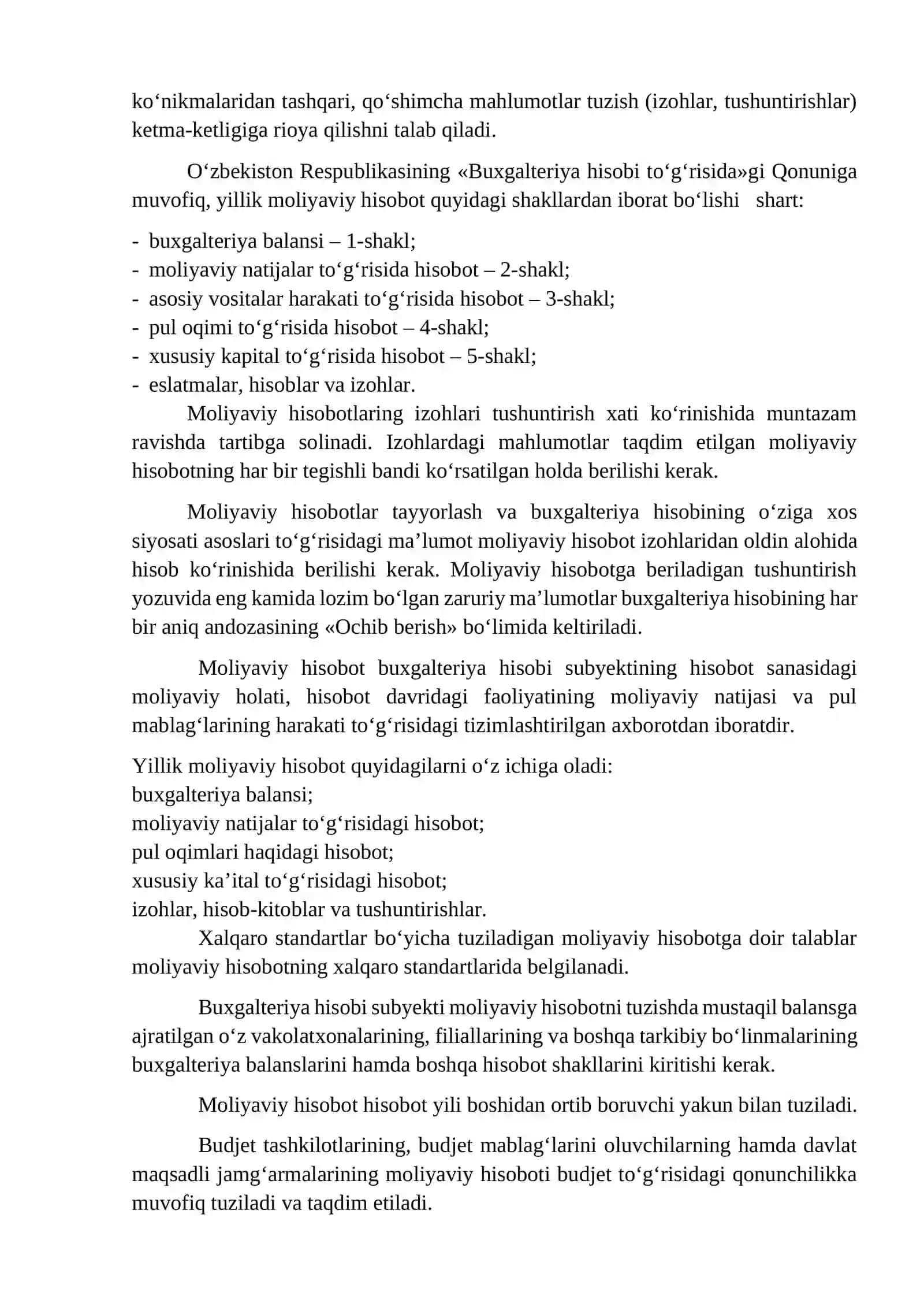Moliyaviy hisobotning vazifasi va uning tarkibi 2