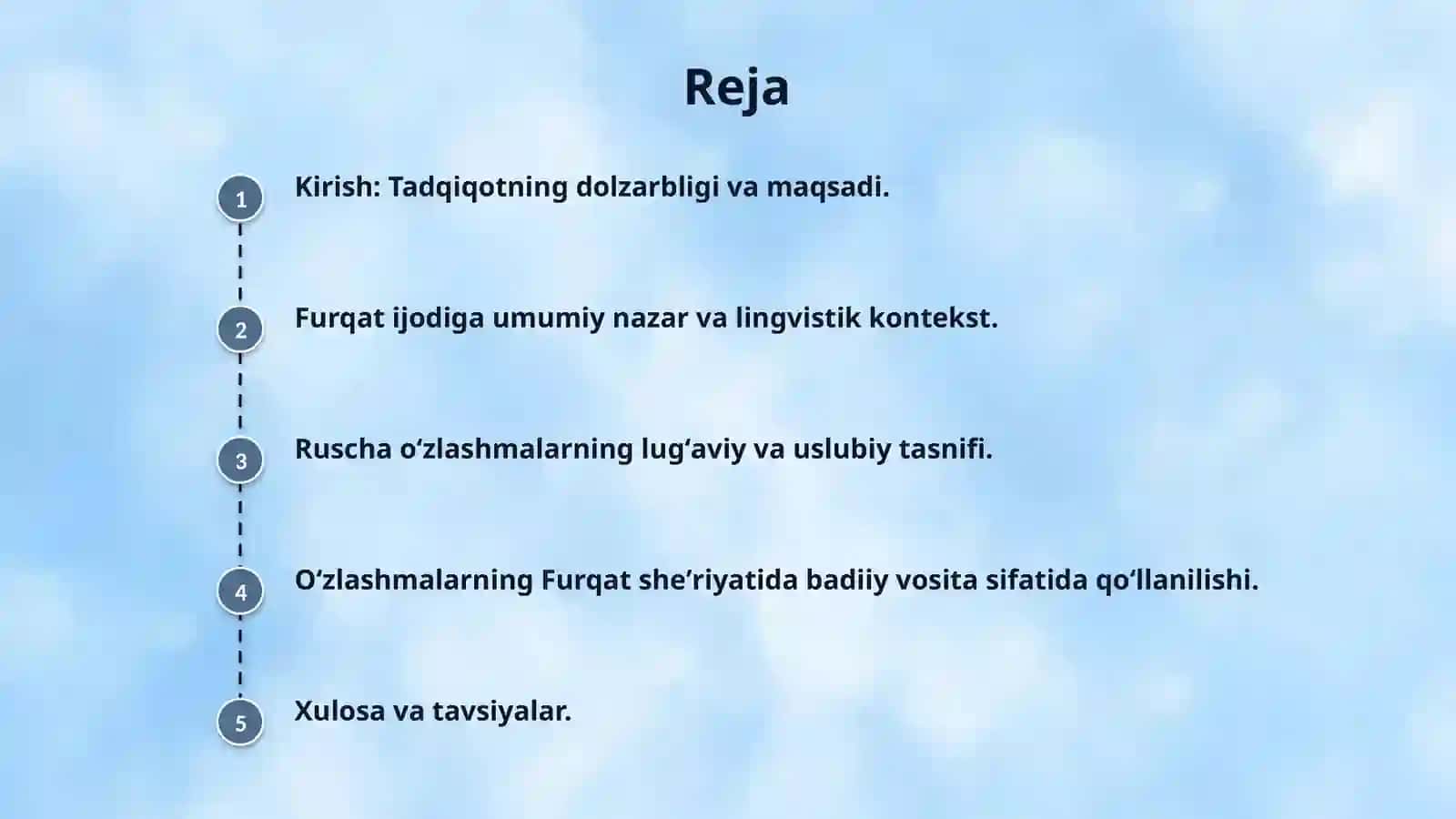 Furqat she'riyatidagi ruscha ozlashmalar bilan ishlash, tahliliy ma'lumotnoma tayyorlash 2