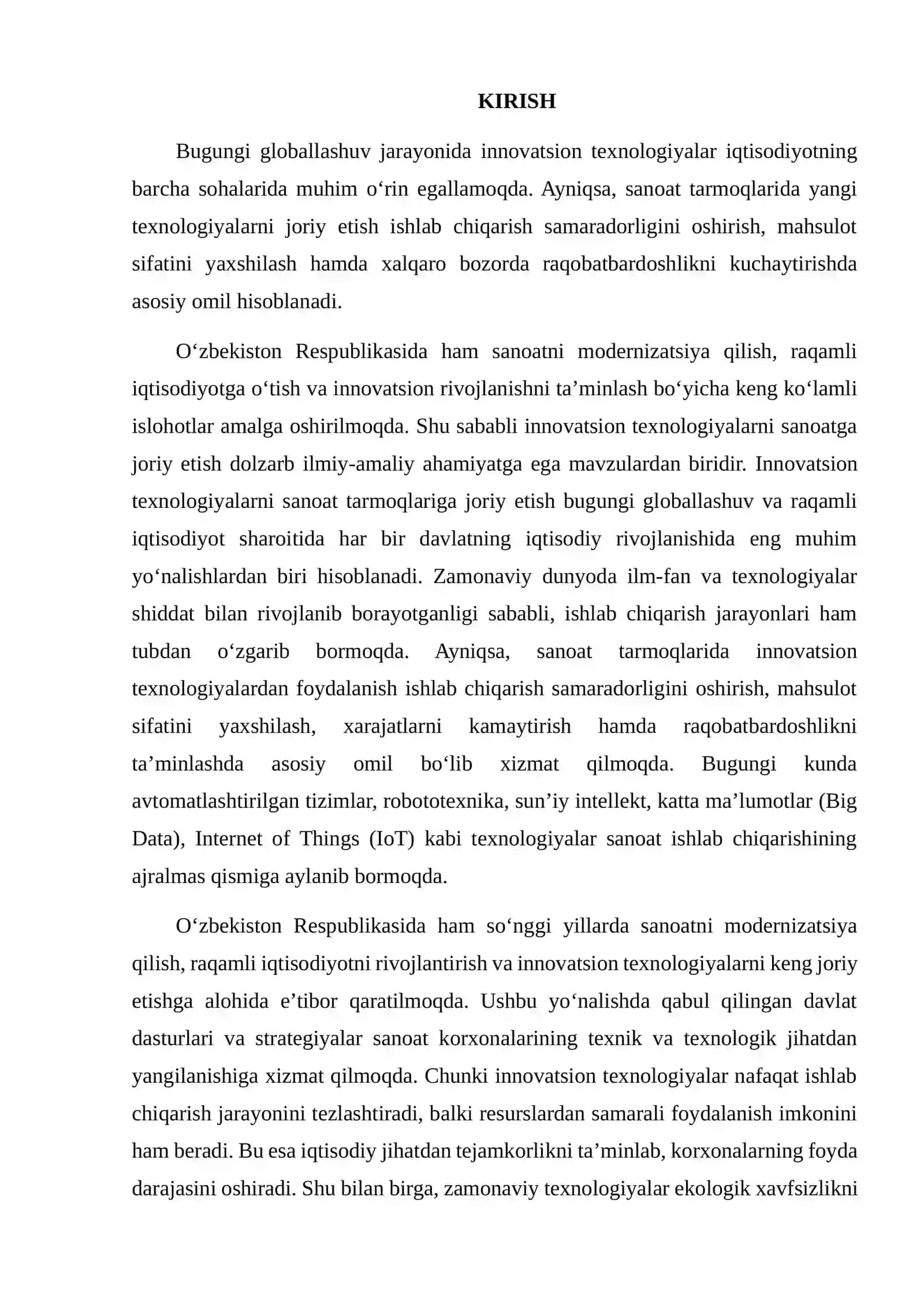 Innovatsion Texnologiyalarni Sanoat Tarmoqlariga Joriy Etish 2