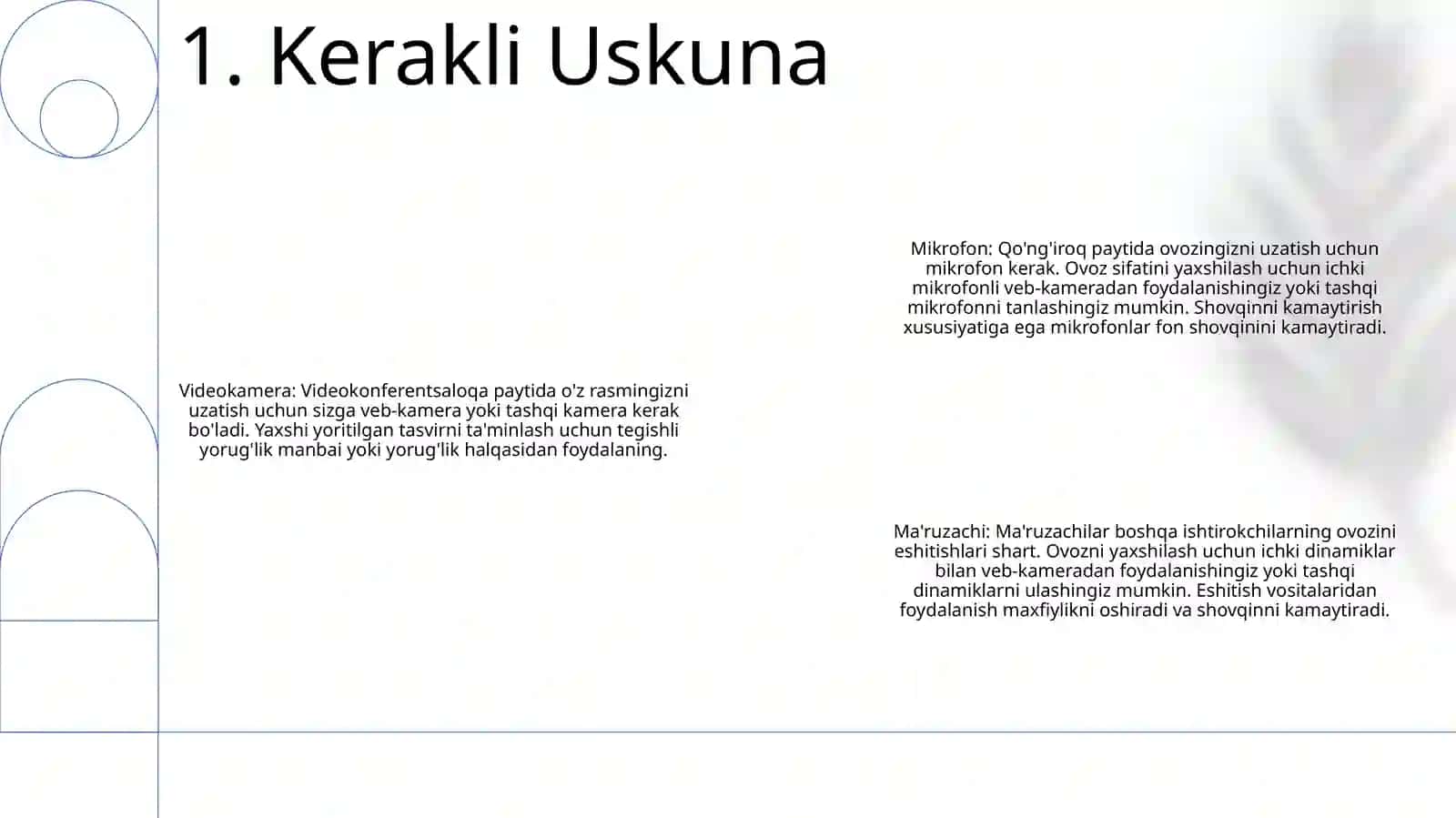 Videokonferensiya Aloqani Tashkil Qilish Uchun Zarur Jihozlar 2