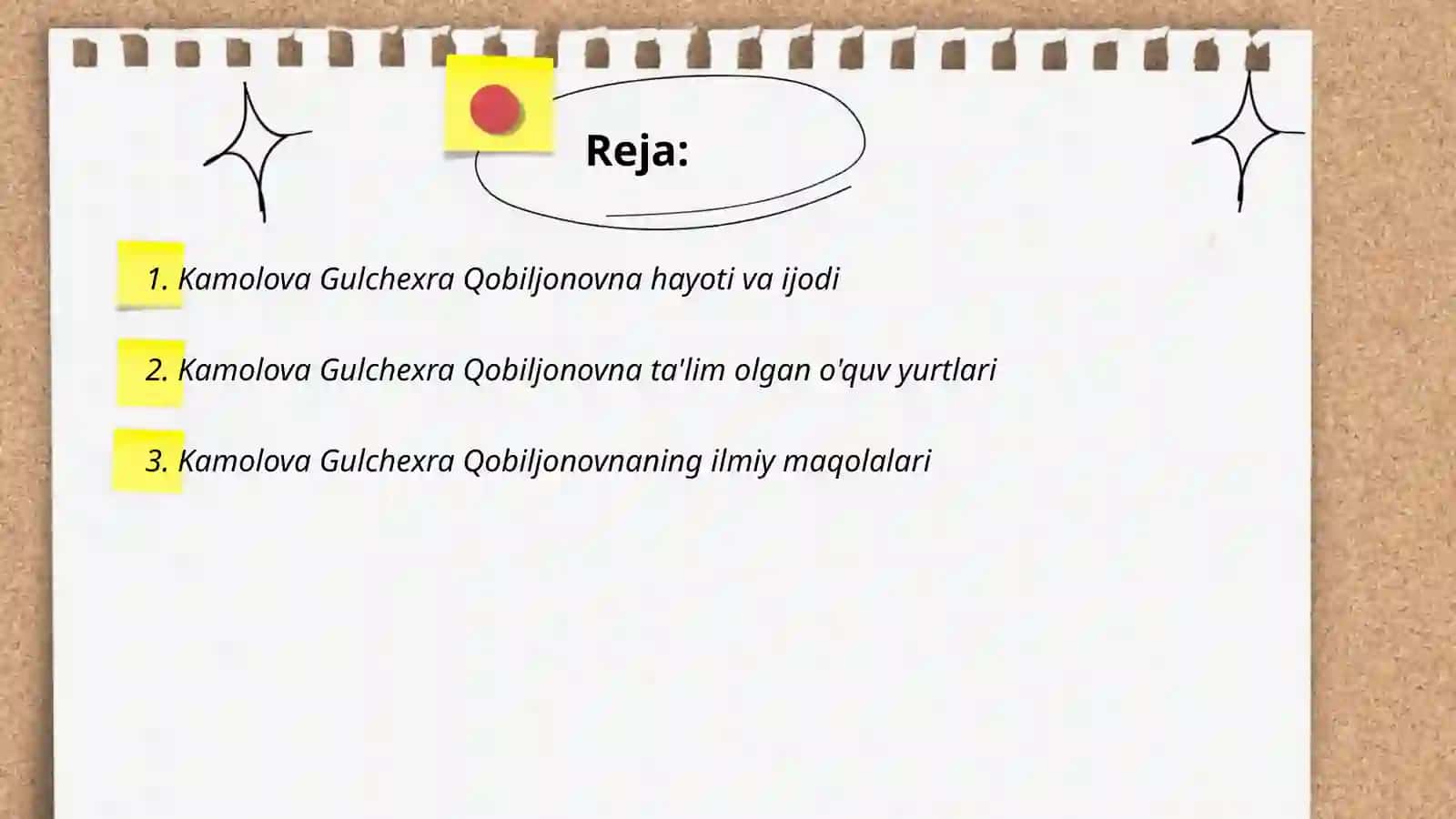 Kamolova Gulchexra Qobiljonovna hayoti va ijodi 2