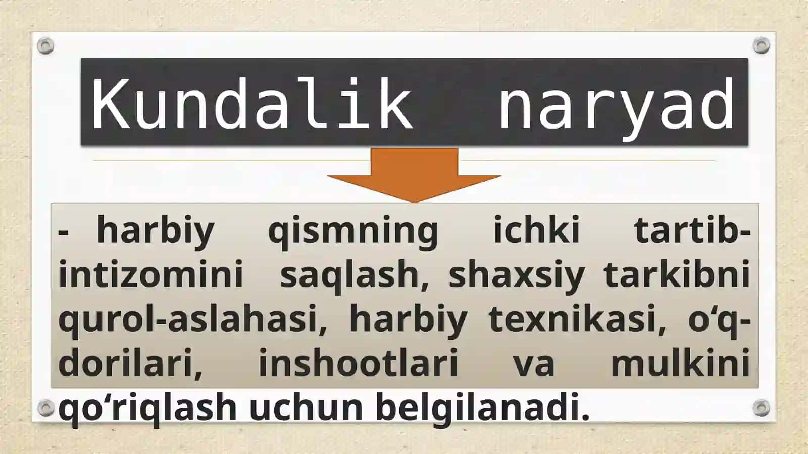 O‘ZBEKISTON RESPUBLIKASI QUROLLI KUCHLARINING ICHKI XIZMAT NIZOMI 2