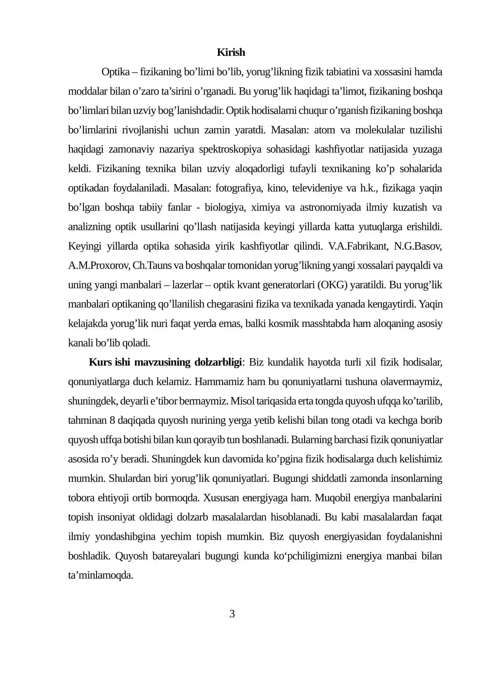 Lebedev tajribalarini o’rganish mavzusiga doir tayyor kurs ish 2