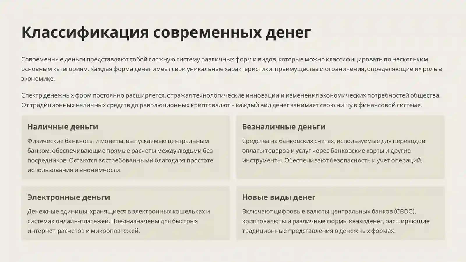 Виды денег в современной экономике 2