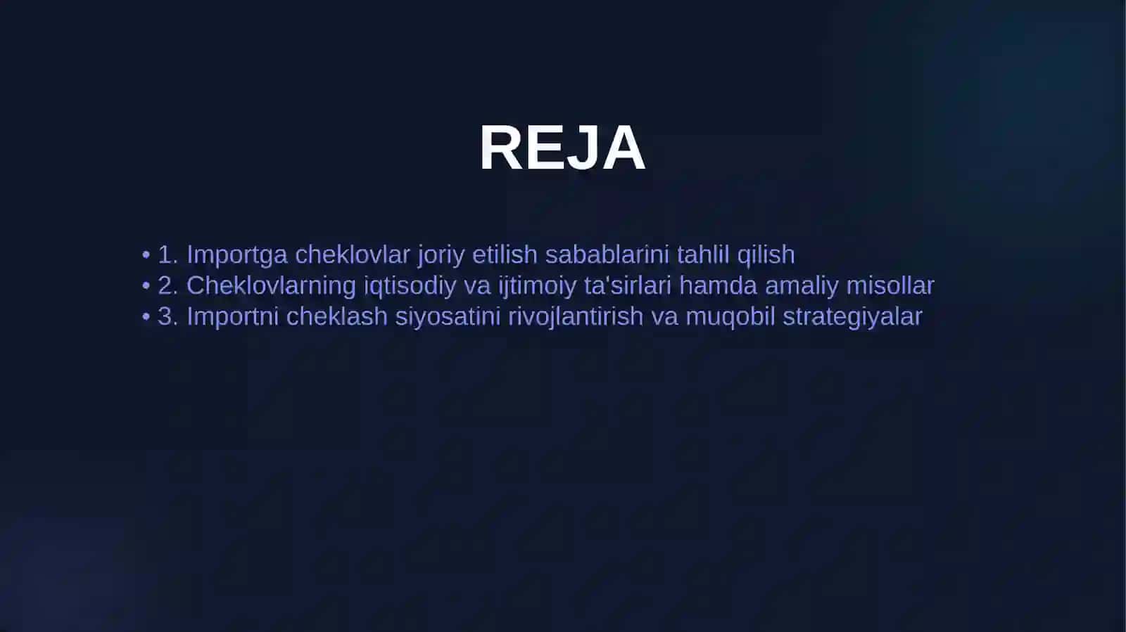 Importlarga Cheklov Qoʻyish 2
