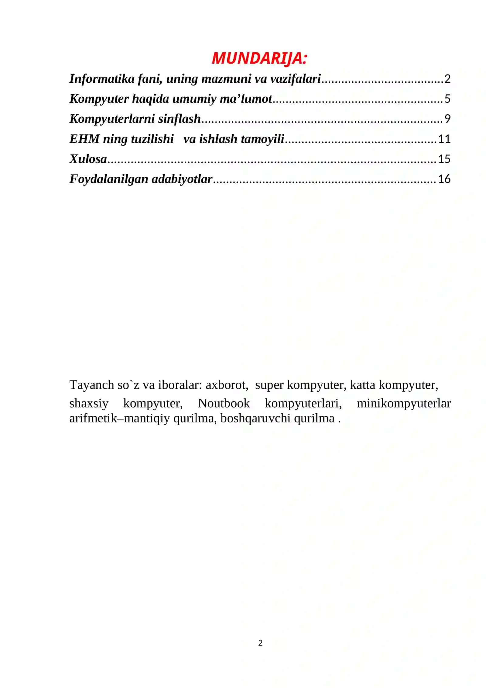 Kompyuter siniflanishi 2