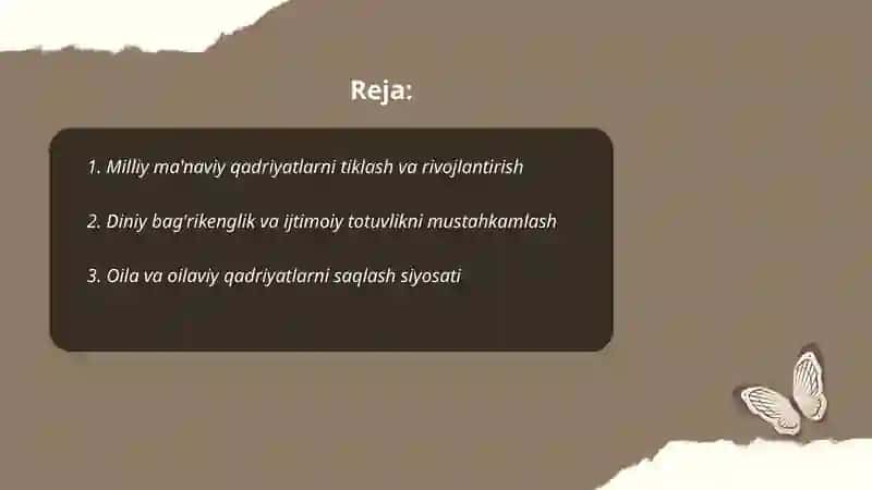 Milliy ma'naviy qadriyatlarni tiklash va rivojlantirish 2