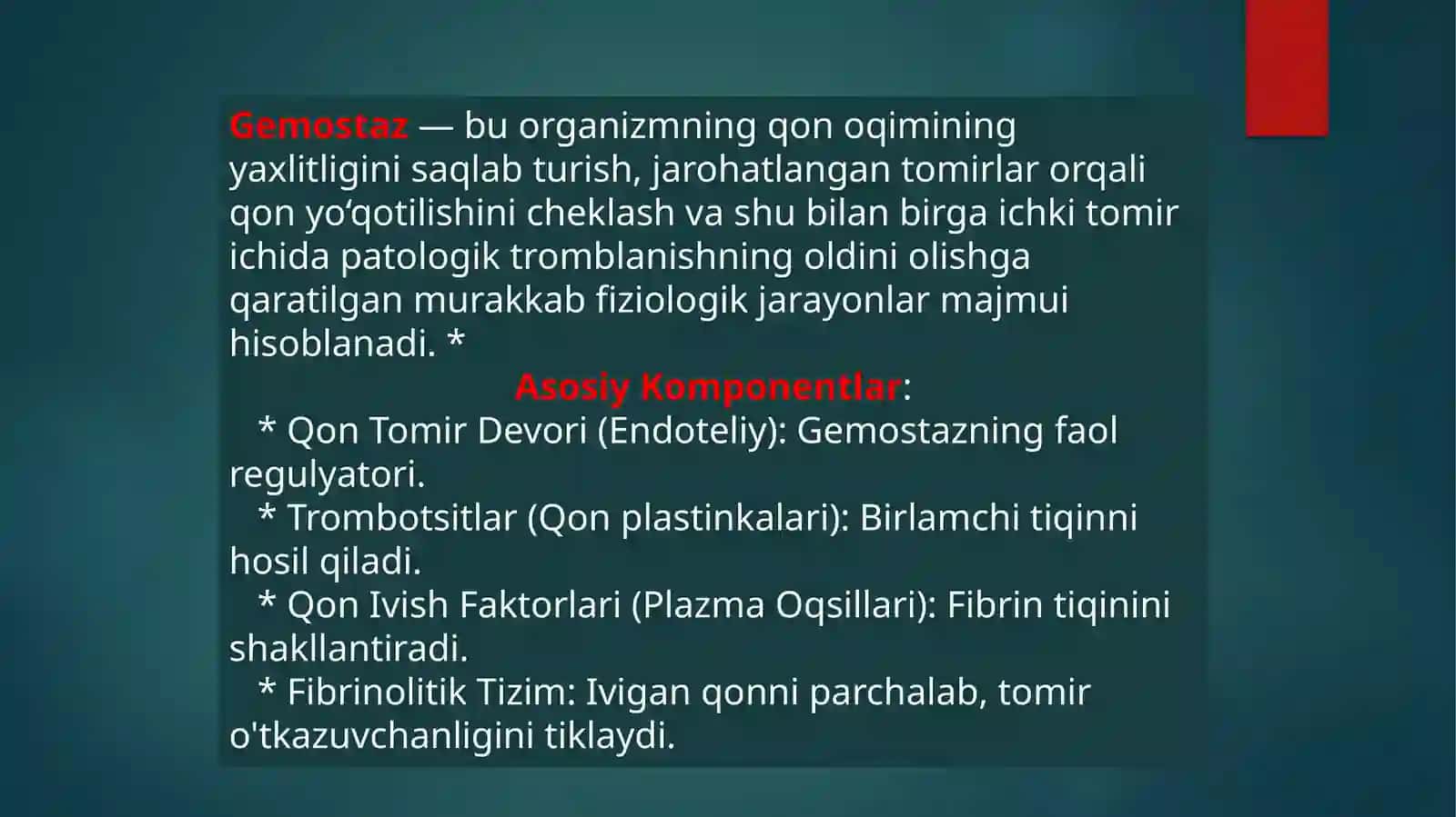 Gemostaz mexanizmlari va uning patologiyasi 2