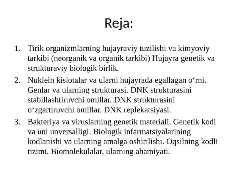 Hayotning molekulyar asoslari 2