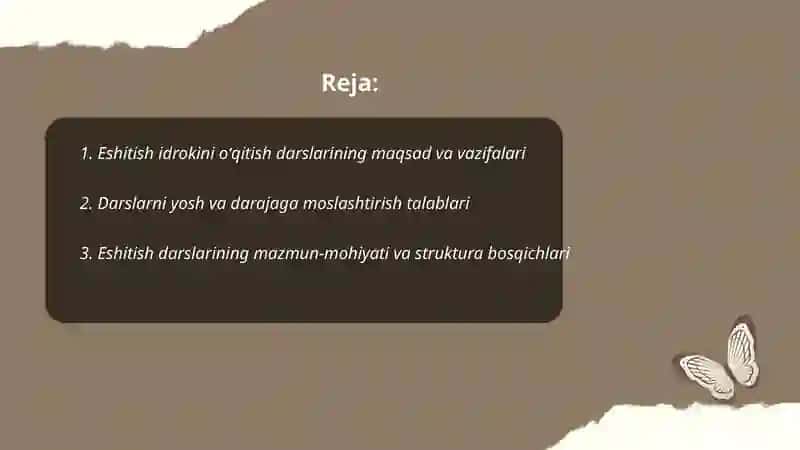 Eshitish idrokini oʻqitish darslari va ularga qoʻyiladigan talablar 2