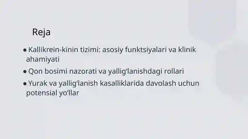 Kallikrein kinin tizimi, klinik ahamiyati 2