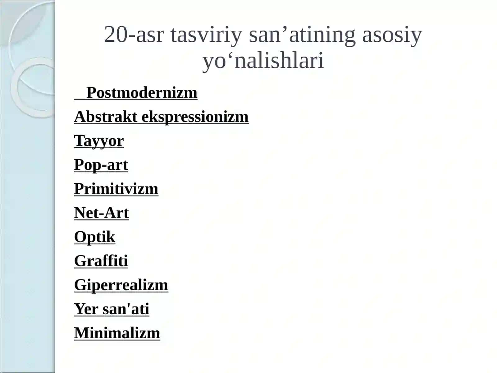 20-asr tasviriy sanʼatining asosiy yoʻnalishlari 2
